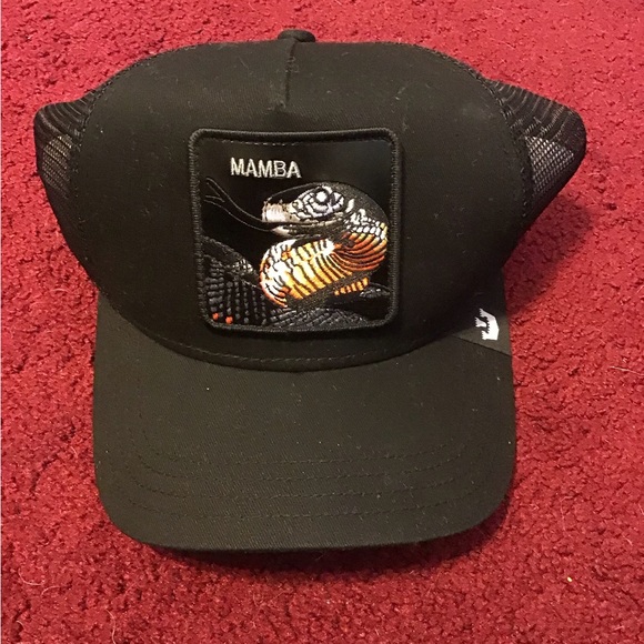 GOORIN BROS THE FARM MAMBA TRUCKER HAT NWT MENS BLACK SNAKE OS UNISEX